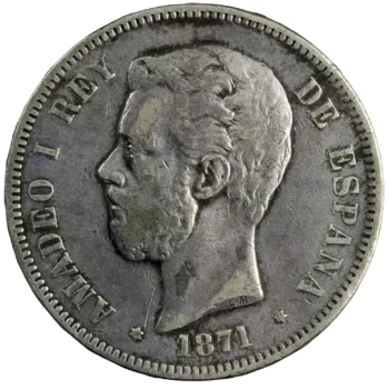 Espagne Amédée I 5 pesetas 1871 (1873)
