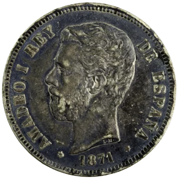 Espagne Amédée I 5 pesetas 1871 (1875)