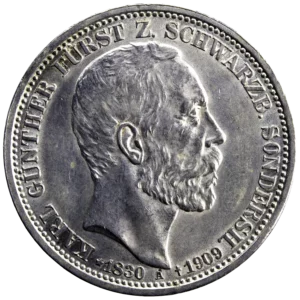 Allemagne Schwarzburg Sondershausen Karl Gunther 3 mark 1909