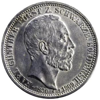 Allemagne Schwarzburg Sondershausen Karl Gunther 3 mark 1909