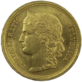 Switzerland gold 20 francs 1886