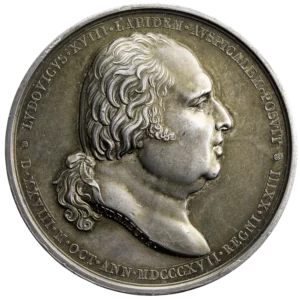 Louis XVIII silver medal equestrian statue of Henri IV
