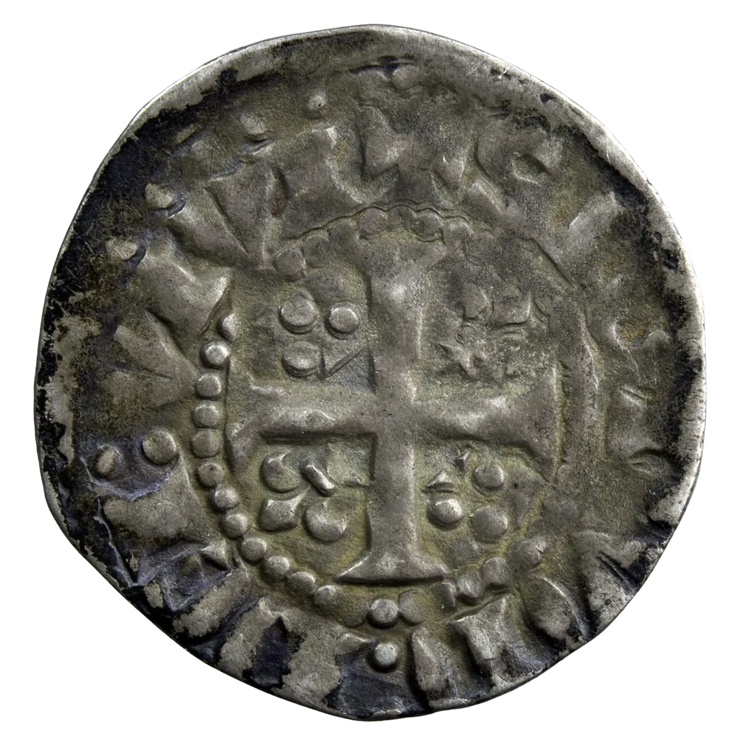 Anjou and Maine Counties Charles III de Valois AR denier - Image 2