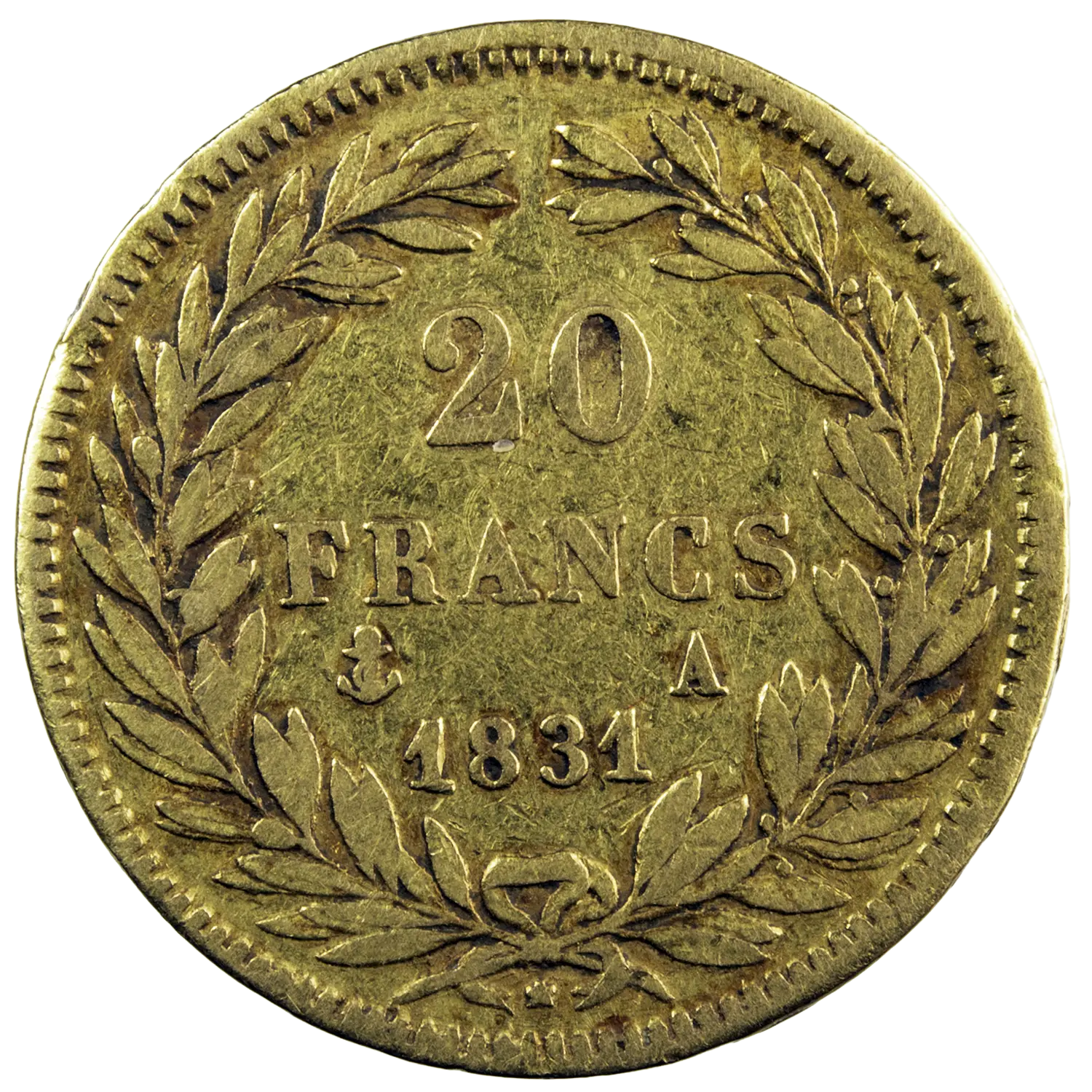 Louis Philippe 20 francs 1831 A tranche en creux