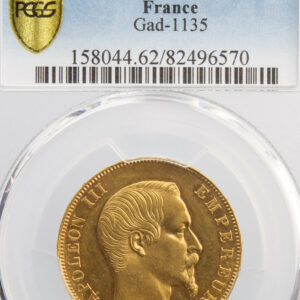 Napoléon III Gold 50 francs 1858 Paris PCGS MS62