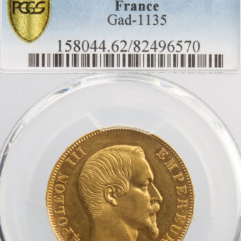 Napoléon III 50 francs 1858 Paris PCGS MS62