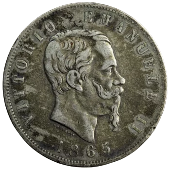Italie Victor Emmanuele II 5 lire 1865 Turin