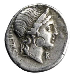 M. Herennius AR denarius 108-107 BC
