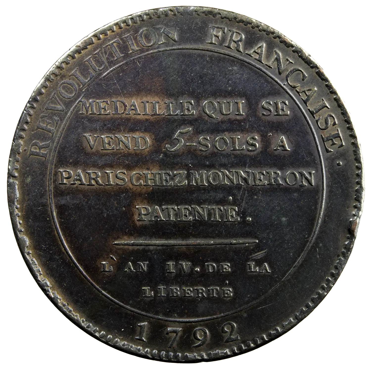 Constitution Monneron de 5 sols au serment 1792 – Image 2