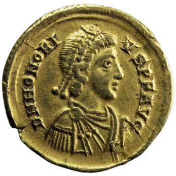 Honorius AV solidus Mediolanum mint