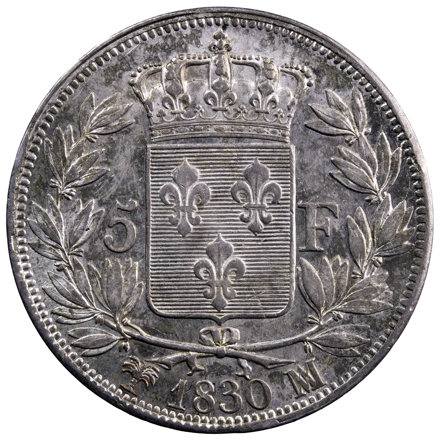 Charles X 5 francs 1830 Marseille – Image 2