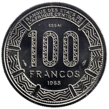 Trial for 100 Francos 1985 Equatorial Guinea
