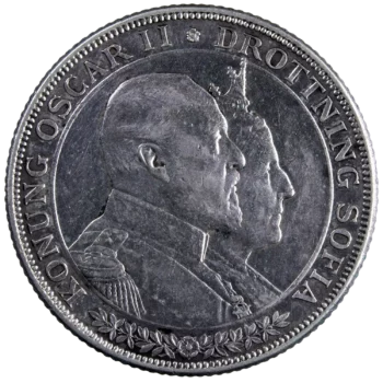 Suède Oscar II et Sophie 2 kronor 1907