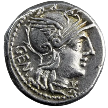 C. Aburius Geminus AR denarius 134 BC