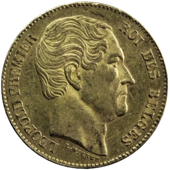 Belgique Leopold I 20 francs 1865 position B